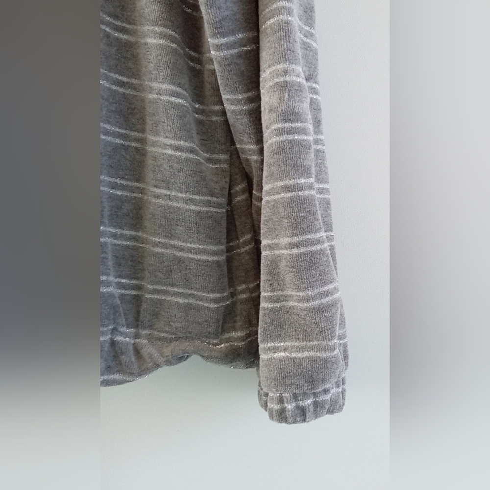 Ruby Rd. Gray Striped Zip Jacket - image 3